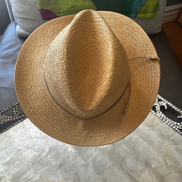 Hat Attack Accessories - Hat Attack 100% Paper Straw Brimmed Hat Beach Wedding Honeymoon Adjustable Tan